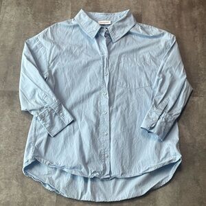 Anine Bing Designer Button Up Shirt Womens Large Blue